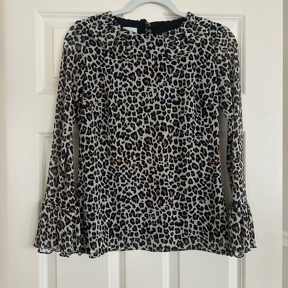 Sara Campbell Animal Print Sheer Blouse